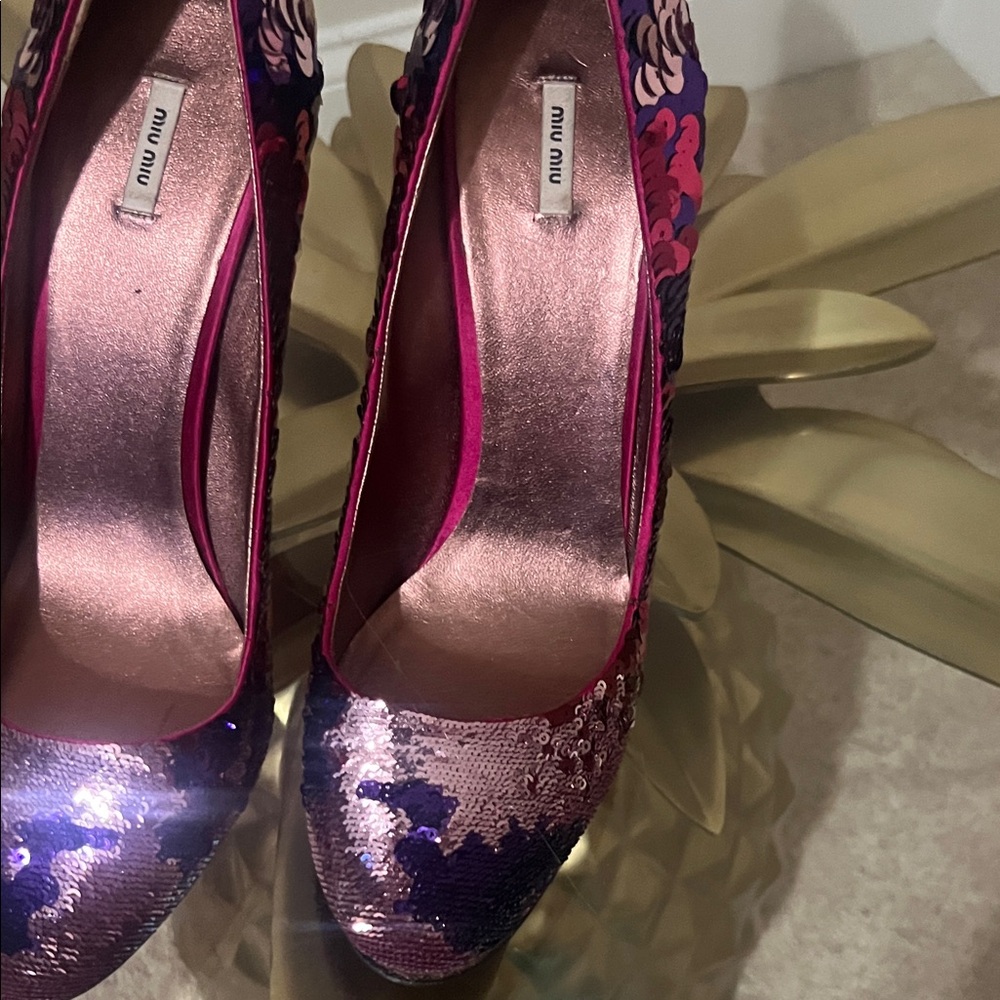 Miu Miu Sequin Pink and Purple Heels - Picture 8 of 9